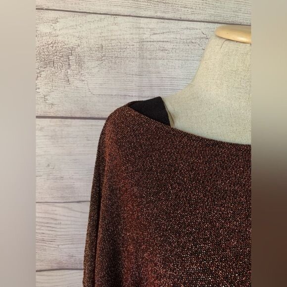 IC by Connie K Medium Rust Black Metallic Bateau Neck Tunic - Picture 4 of 12